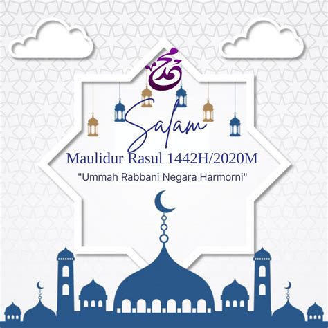 Poster Maulidur Rasul 2021 - Bernama King Queen Wish Muslims Happy