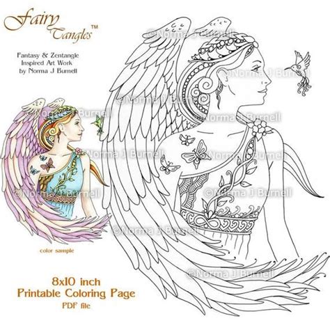 Coloring pages are fun for children of all ages and are a great educational tool that helps children develop fine motor skills, creativity and color recognition! Fairy Tangles Printable Coloring Pages and Sheets by Norma ...