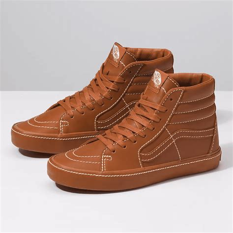 Vans - Vans SK8 Hi Leather Wrap Leather Brown Men's Classic Skate Shoes ...