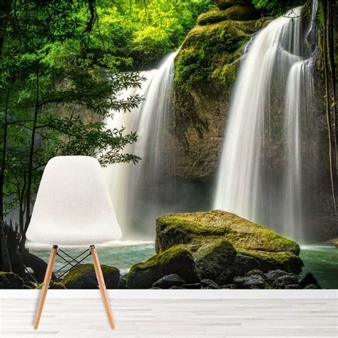 Forest Waterfall Wall Mural Thailand Landscape Photo Wallpaper Nature Home Decor Ebay