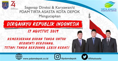 Selamat hari pahlawan tahun 2019 ! PDAM Tirta Asasta Kota Depok - SELAMAT HARI MERDEKA INDONESIA!