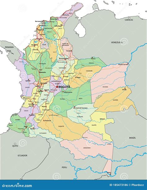 Large Detailed Political Map Of Colombia With Administrative Divisions