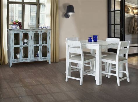 Pueblo Counter Height Dining Room Set Weathered White Ifd Furniture