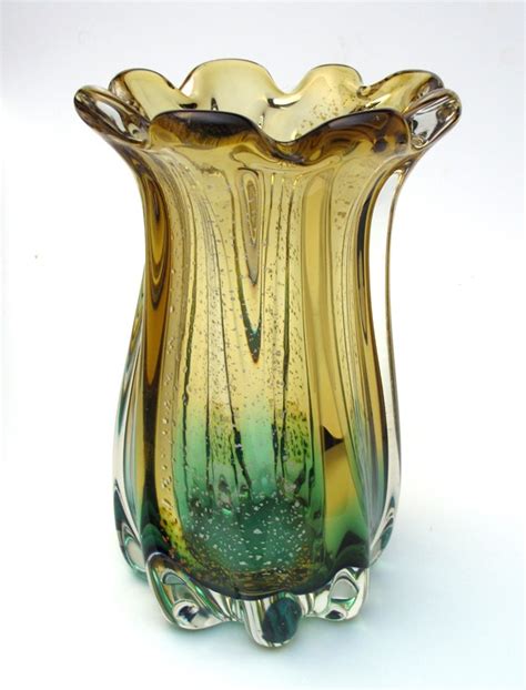 Stunning Large Vintage Italian Murano Art Glass Vase Retro Mid Century