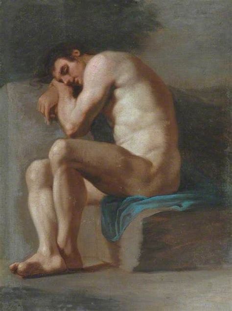 Academic Study Of A Seated Male Nude Painting Pierre Subleyras Oil