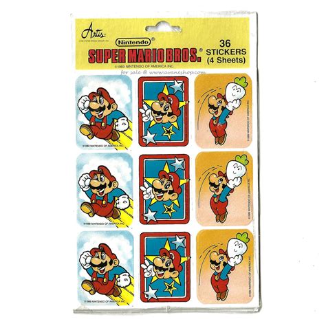 Vintage Nintendo Mario Sticker Sheet Set For Sale Avane Shop