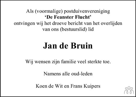 Jan De Bruin 08 07 2020 Overlijdensbericht En Condoleances Mensenlinq Nl