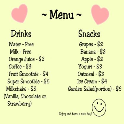 Bella's bloxburg extras menu template. Bloxburg Smoothie Bar Menu - Roblox