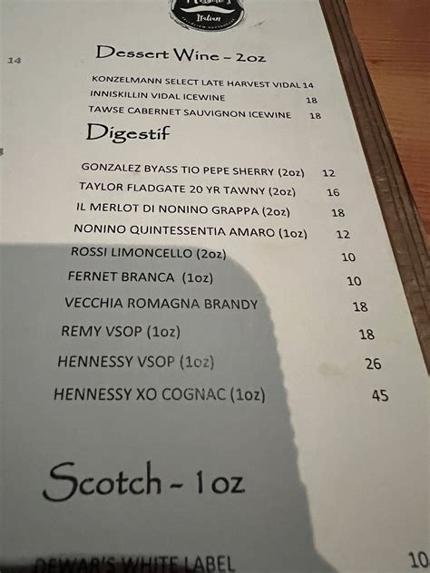 Menu at Massimo’s Italian Fallsview Restaurant, Niagara Falls