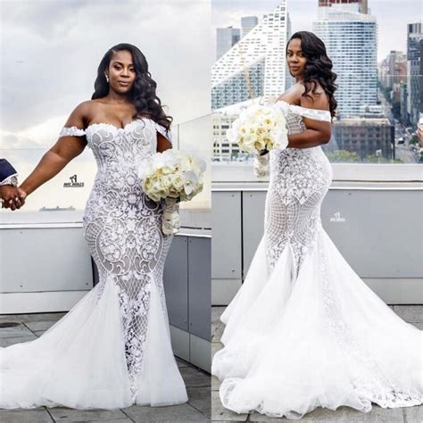Black Woman Mermaid Wedding Dress Luxury African Plus Size Wedding