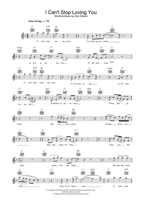 I Can T Stop Loving You Sheet Music Ray Charles Lead Sheet Fake Book