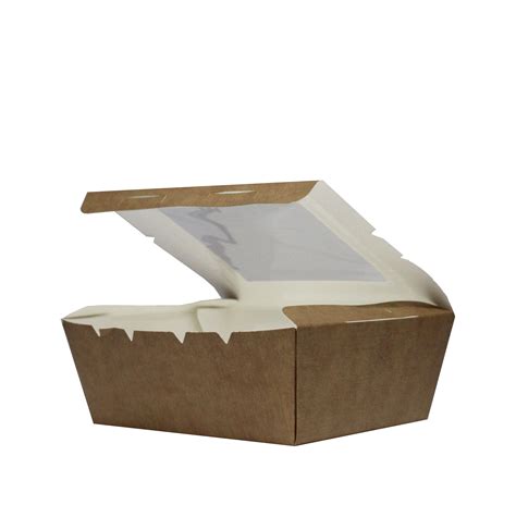 Brown Kraft Lunch Box With Window Medium Lotus Packaging