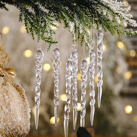 Sunisery Christmas Tree Icicle Decoration Crystal Clear Icicles Drop