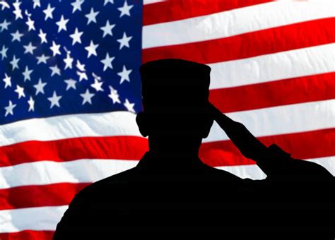 530 Us Flag Military Soldier Saluting In Silhouette Stock Photos