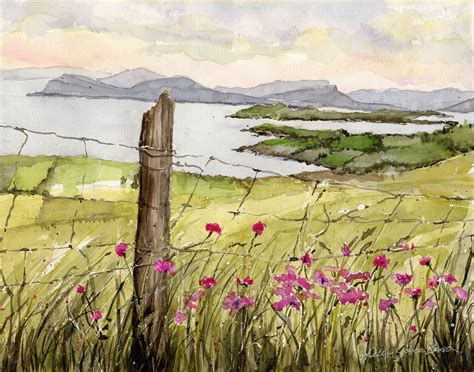 Ireland Headlands Watercolor Ireland Landscape Cliffs Of Etsy