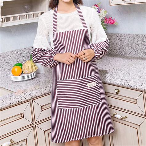 Waterproof Restaurant Home Kitchen Cooking Apron With Sleeve Bib Dress Wpocket Ebay