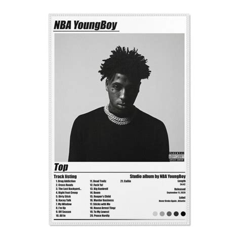 Nba Youngboy Top Album Cover Track List Room Rug Etsy