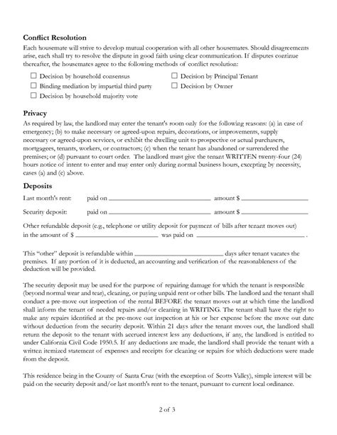 california room rental agreement printable