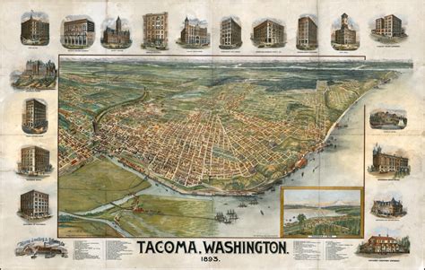 Tacoma Washington 1893 Barry Lawrence Ruderman Antique Maps Inc