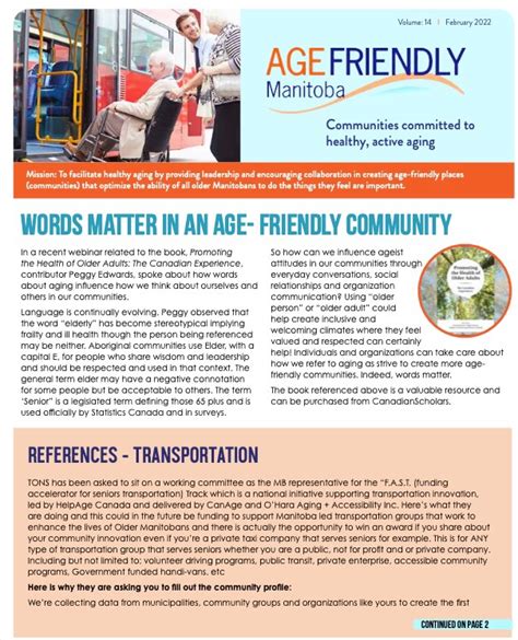 Age Friendly Newsletter Volume 14 February 2022 Age Friendly Manitoba