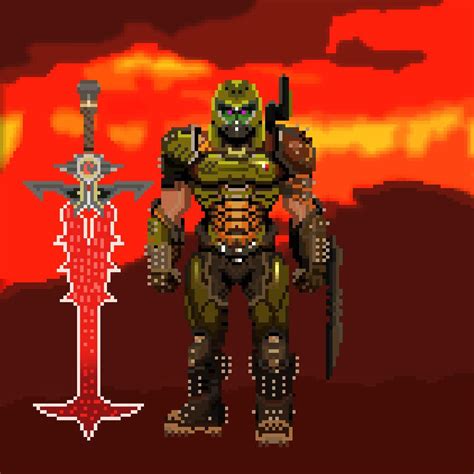 doom slayer pixel art