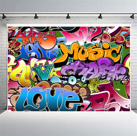 Phmojen 10x7ft Graffiti Style Background 80s 90s Themed Party