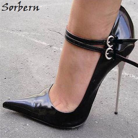 sorbern sexy stilettos pointed toe 12cm 14cm silver metal high heels women pumps 2018 ladies