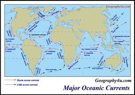 Ocean Currents Earth Science Lessons Major Oceans World Geography Map
