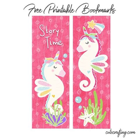 Story Time Bookmarks For Kids Girls Printable Seacorns