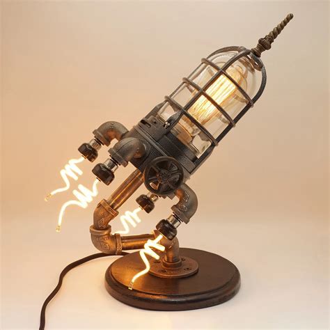 Steampunk Rocket Lamp Steampunk Lamp With Simulation Flame Led Bulbs