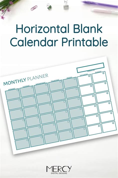 Undated Landscape Monthly Planner Printable A4 And Us Letter Etsy