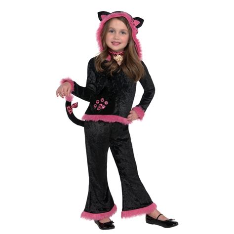 girls kitty black cat fancy dress costume soft fur new hood ears tail book week ebay
