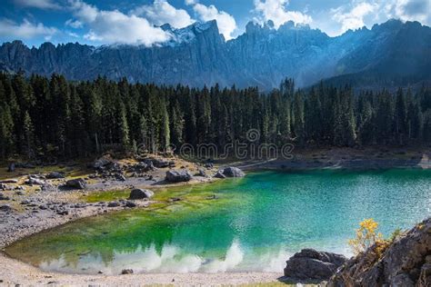 Lake Carezza South Tyrol Italy Stock Image Image Of Alto Landmark