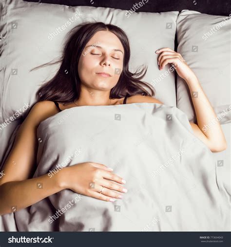 Woman Sleeping Bed On Dark Background Stock Photo 773694043 Shutterstock