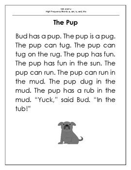 Decodable Short Stories - Short U (The Pup) by Eileen Corey | TpT