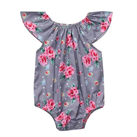 Summer Cotton Baby Girls Bodysuits Petal Sleeveless Floral Pattern