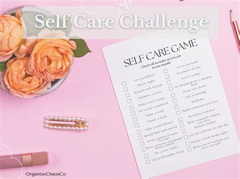 Self Care Challenge Self Care Printable Checklist Self Care Journal Canva Template Etsy