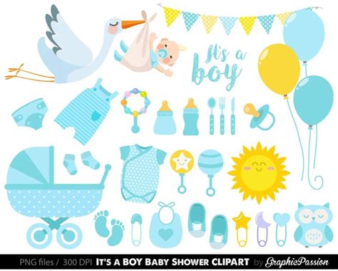 Baby Boy Clipart Boy Baby Shower Clipart Blue Baby Clipart Etsy
