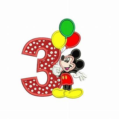 Mickey Mouse Birthday Balloons 3rd Holding Applique