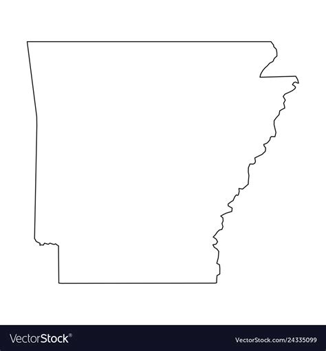 Arkansas State Of Usa Solid Black Outline Map Vector Image