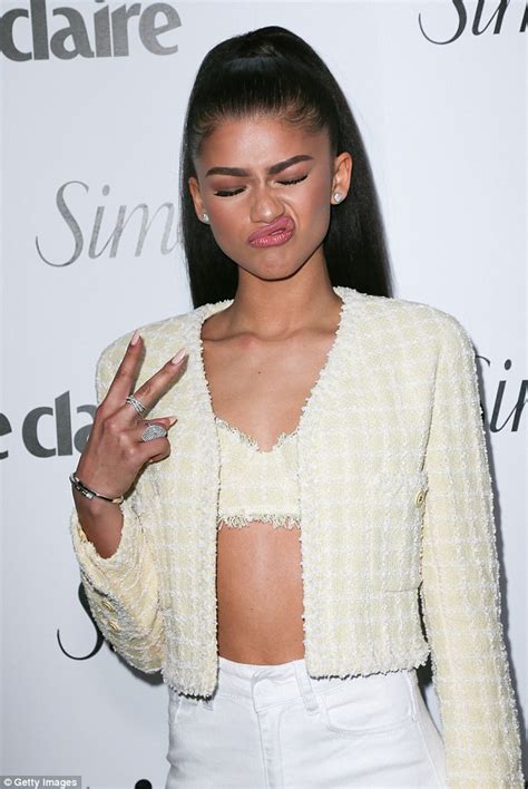Marie Claire S Fresh Face Party Sees Zendaya Wow In Yellow Crop Top