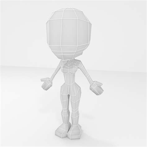3d Model Female Cartoon Low Poly Character Base Mesh Vr Ar Low Poly