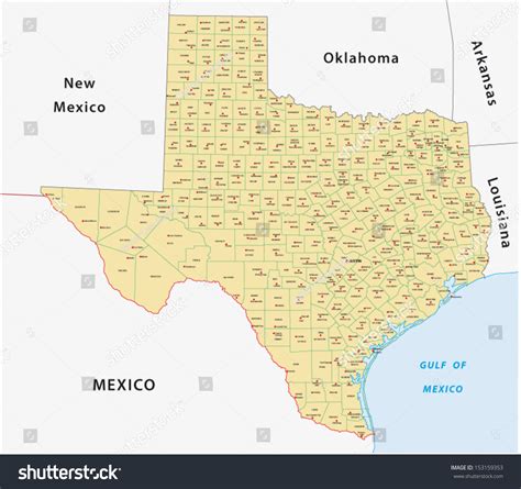 Texas County Map Stock Vector Illustration 153159353 Shutterstock