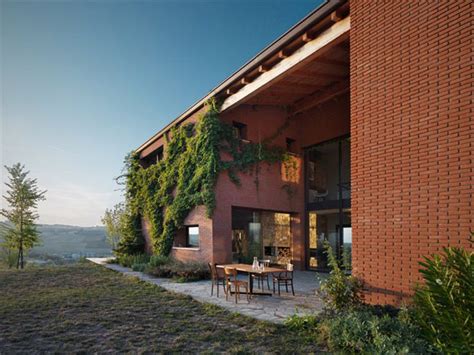 Brick Countryside Home In Italy With Central Courtyard For