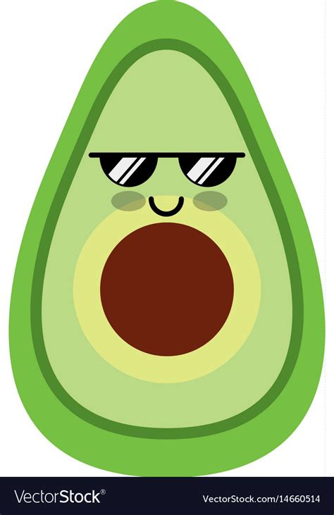 Avocado Fresh Vegetable Kawaii Character Vector Image