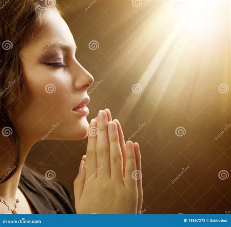 Young Woman Praying Close Up Stock Image Image Of Kneeling Lady