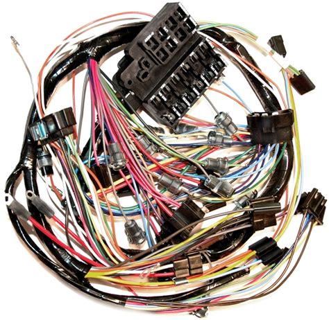 Seems like this additional wiring harness with 4 wires is interconnecting passenger side panel with fusebox could be. 1966 Corvette Wiring Harness, main dash : CorvetteParts.com
