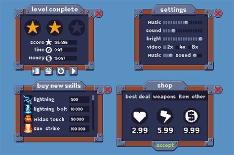 Pixel Art 2d Game Ui By Free Game Assets Gui Sprite Tilesets