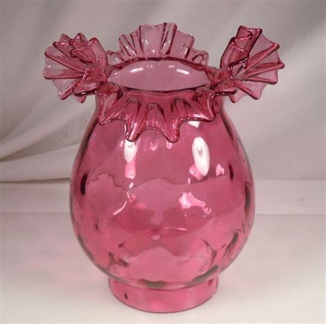 Vintage Fenton Cranberry Glass Lamp Shade 4 Fitter 43181 Glass Lamp Shade Cranberry Glass