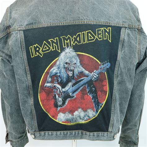 Iron Maiden Levis Denim Vest Gray Upcycle Battle Mens Xlarge Etsy